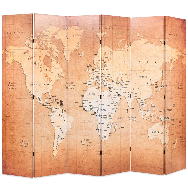 Paravento Pieghevole 228x170 cm Stampa Mappa del Mondo Giallo cod mxl 65675