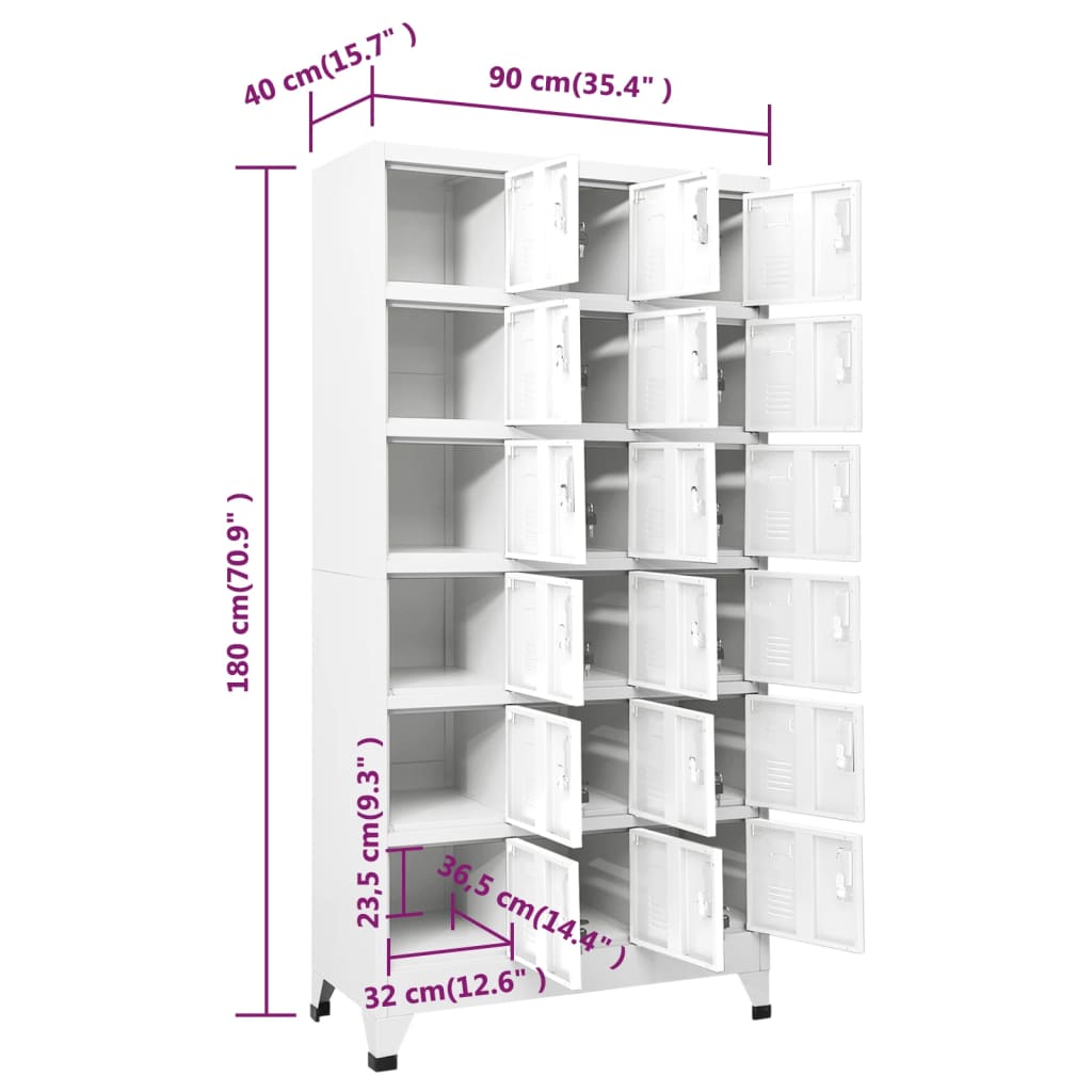 Armadietto a Chiave a 18 Scomparti in Metallo 90x40x180 cm  cod mxl 54313