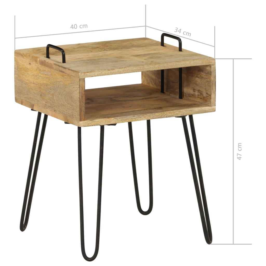 Comodino in Legno Massello di Mango 40x34x47 cm 246019