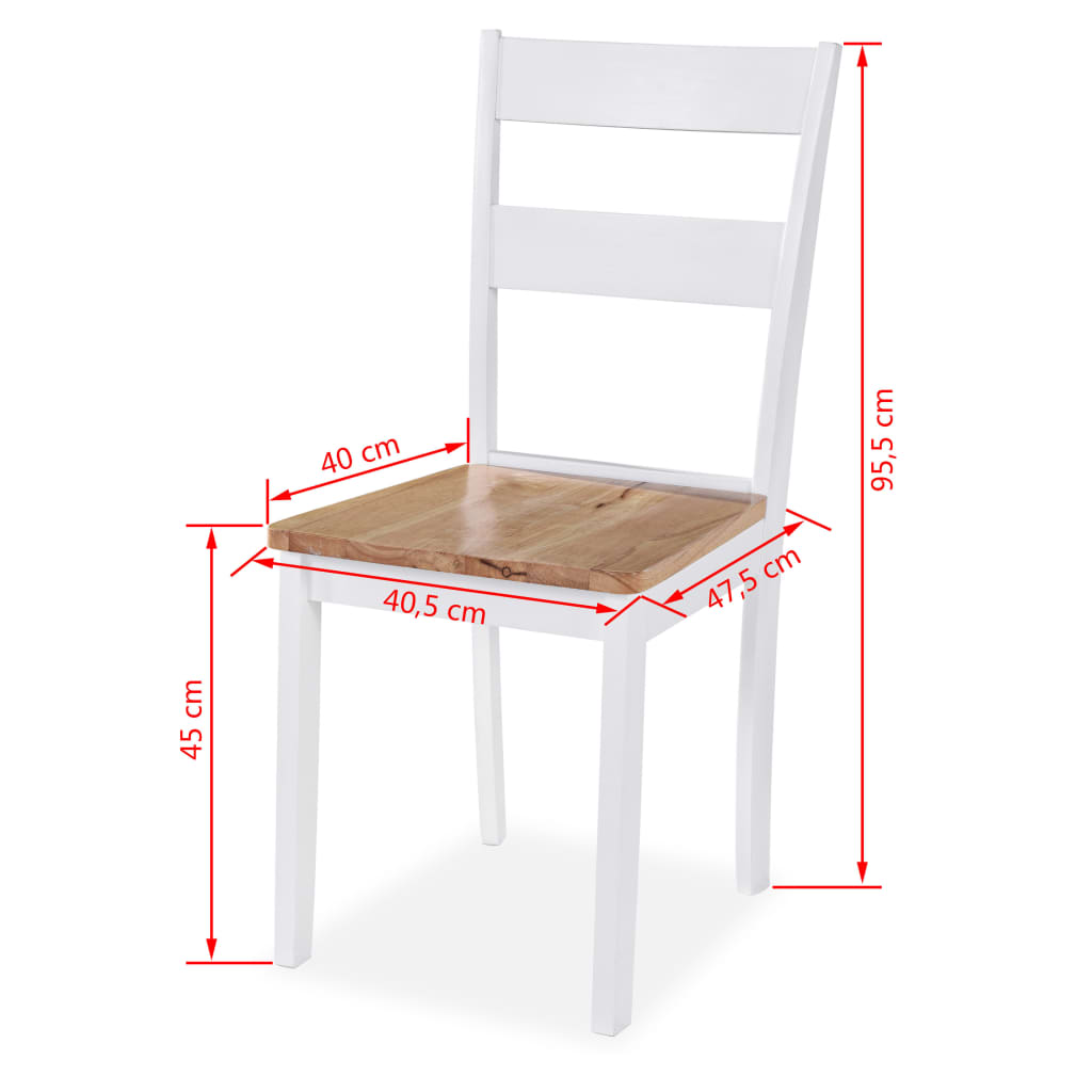 Sedie da Pranzo 6 pz Bianche in Legno Massello di Hevea cod mxl 7704