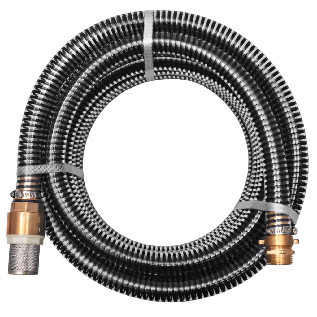 Tubo di Aspirazione con Connettori in Ottone 15 m 25 mm Nero 142892