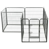 Box per Cani con 8 Pannelli in Acciaio 80x80 cm Nero cod mxl 51227