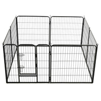 Box per Cani con 8 Pannelli in Acciaio 80x80 cm Nero cod mxl 51227