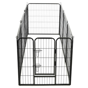 Box per Cani con 8 Pannelli in Acciaio 80x80 cm Nero cod mxl 51227