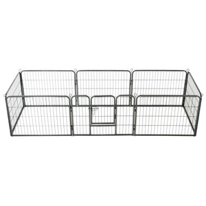 Box per Cani con 8 Pannelli in Acciaio 60x80 cm Nero 170572