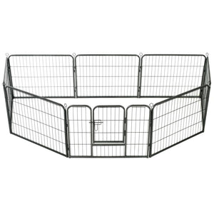 Box per Cani con 8 Pannelli in Acciaio 60x80 cm Nero cod mxl 48734