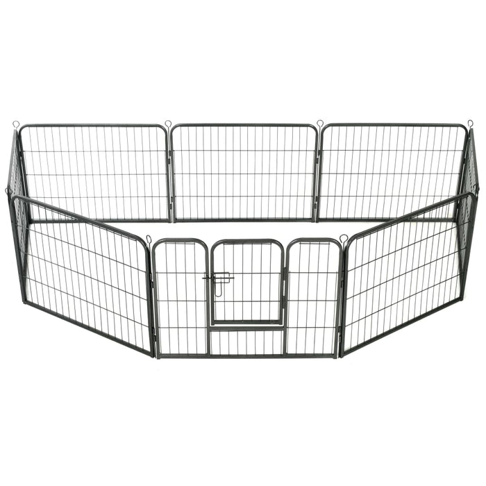 Box per Cani con 8 Pannelli in Acciaio 60x80 cm Nero 170572