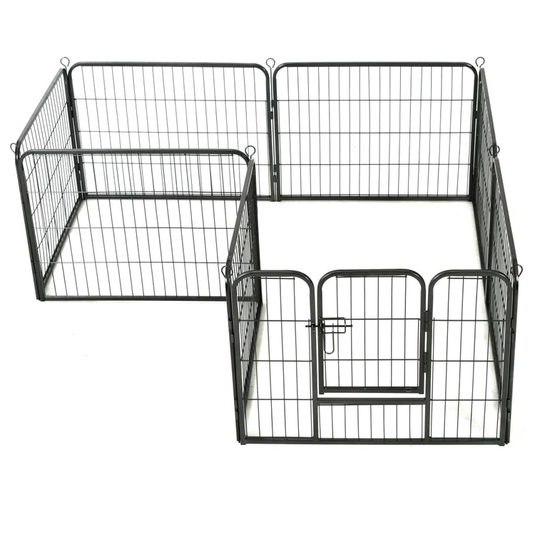 Box per Cani con 8 Pannelli in Acciaio 60x80 cm Nero cod mxl 48734