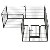 Box per Cani con 8 Pannelli in Acciaio 60x80 cm Nero 170572