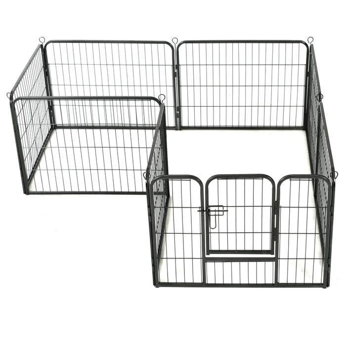 Box per Cani con 8 Pannelli in Acciaio 60x80 cm Nero 170572