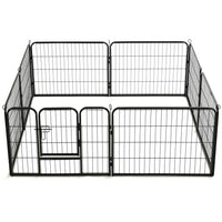 Box per Cani con 8 Pannelli in Acciaio 60x80 cm Nero 170572