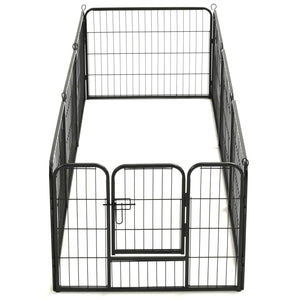 Box per Cani con 8 Pannelli in Acciaio 60x80 cm Nero cod mxl 48734