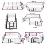 Box per Cani con 12 Pannelli in Acciaio 80x60 cm Nero