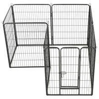 Box per Cani con 8 Pannelli in Acciaio 80x100 cm Nero