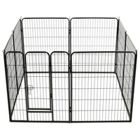 Box per Cani con 8 Pannelli in Acciaio 80x100 cm Nero