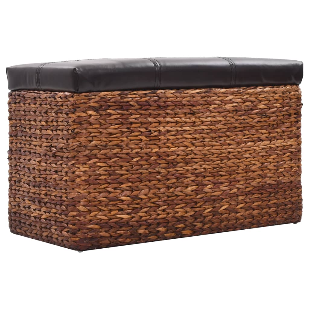 Panca e 2 Pouf in Giunco Marrone e Nero 246106