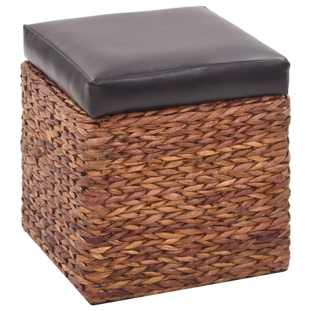 Panca e 2 Pouf in Giunco Marrone e Nero cod mxl 49749