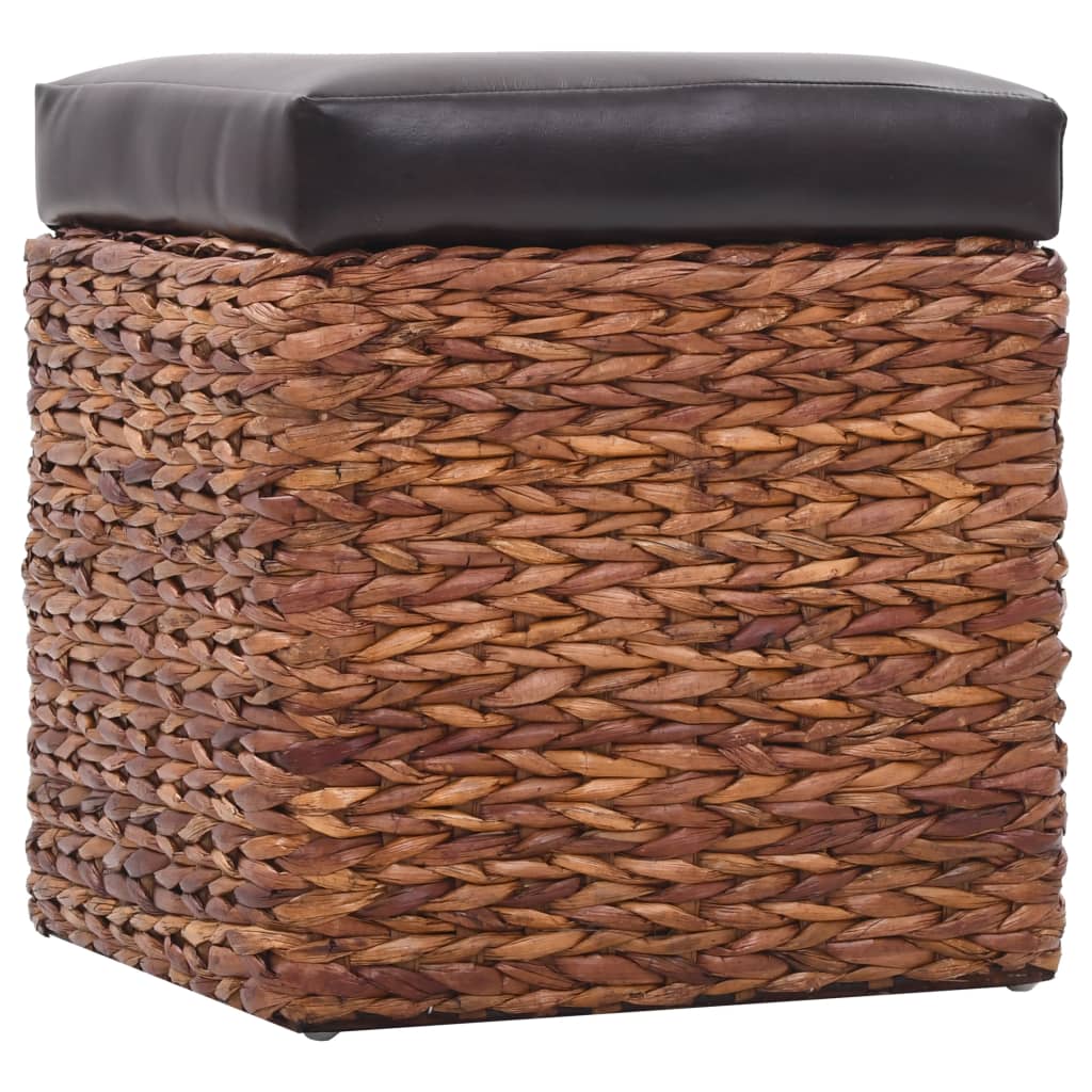 Panca e 2 Pouf in Giunco Marrone e Nero cod mxl 49749