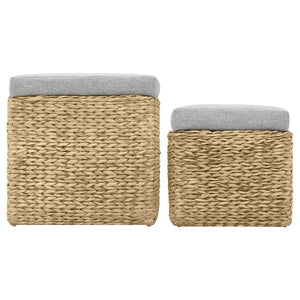 Set Pouf 2 pz in Giunco Grigio  cod mxl 58107