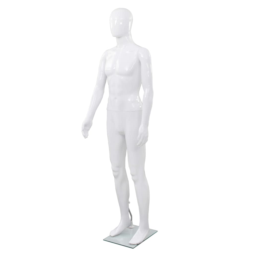 Manichino Uomo Figura Intera Base in Vetro 185 cm Bianco Lucido  cod mxl 71588