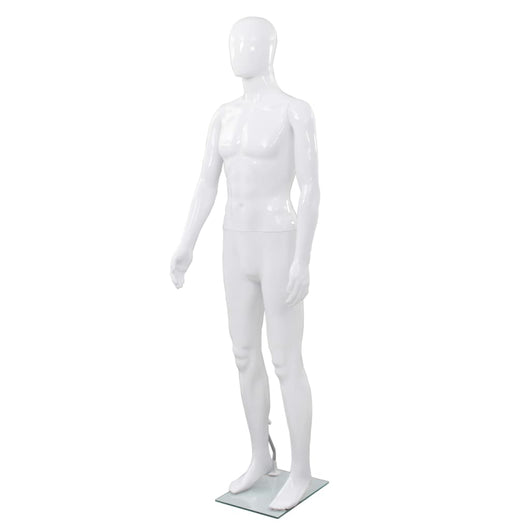 Manichino Uomo Figura Intera Base in Vetro 185 cm Bianco Lucido