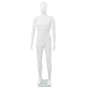 Manichino Uomo Figura Intera Base in Vetro 185 cm Bianco Lucido  cod mxl 71588