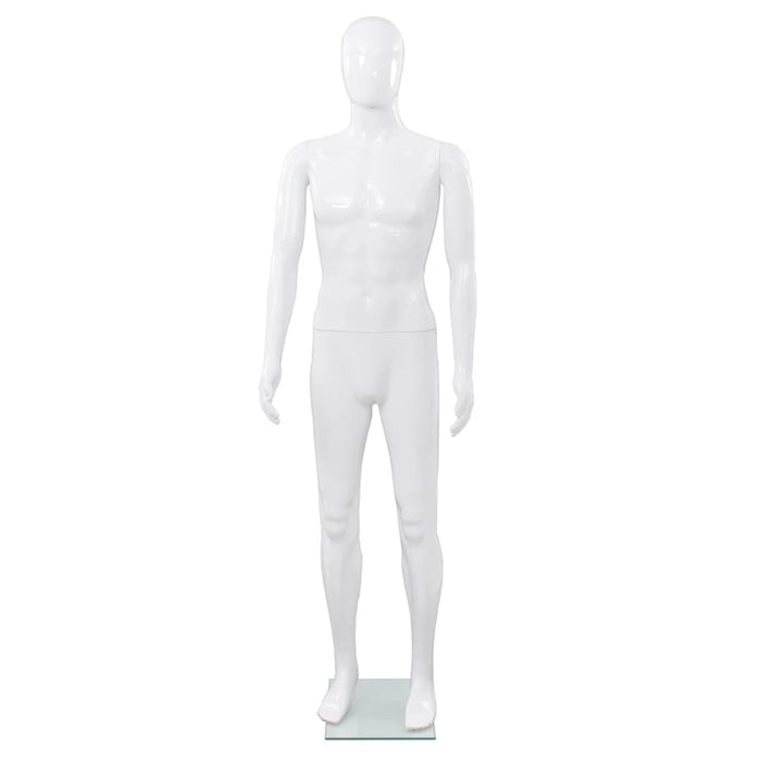 Manichino Uomo Figura Intera Base in Vetro 185 cm Bianco Lucido  cod mxl 71588