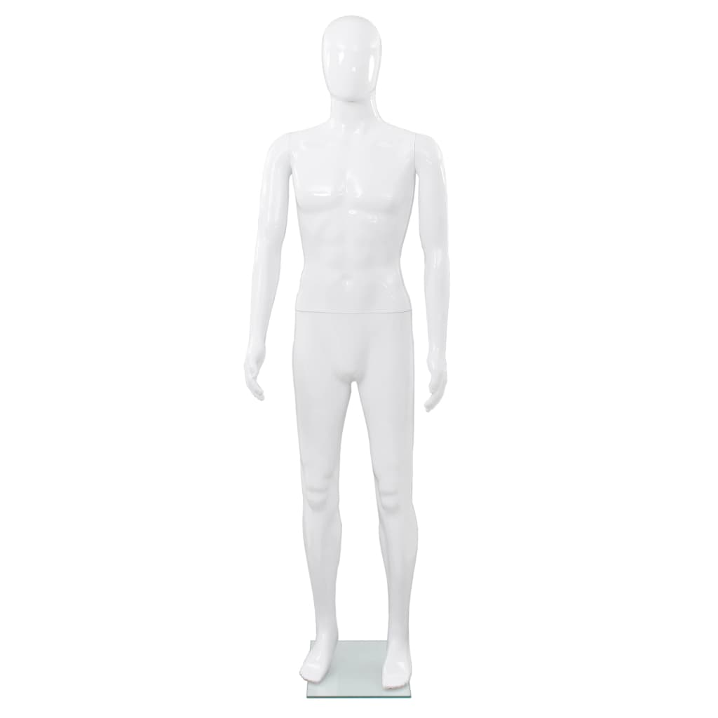 Manichino Uomo Figura Intera Base in Vetro 185 cm Bianco Lucido