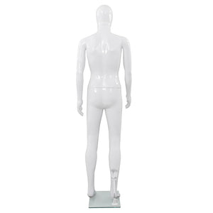 Manichino Uomo Figura Intera Base in Vetro 185 cm Bianco Lucido