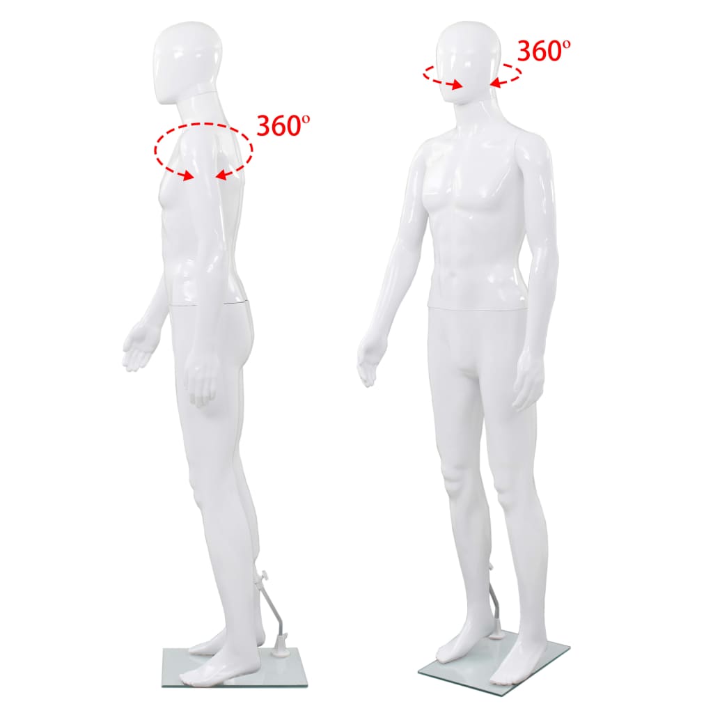 Manichino Uomo Figura Intera Base in Vetro 185 cm Bianco Lucido  cod mxl 71588