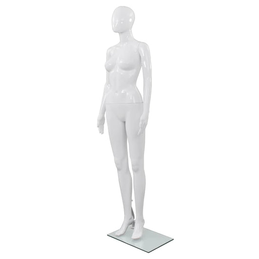 Manichino Donna Figura Intera Base in Vetro 175cm Bianco Lucido 142928