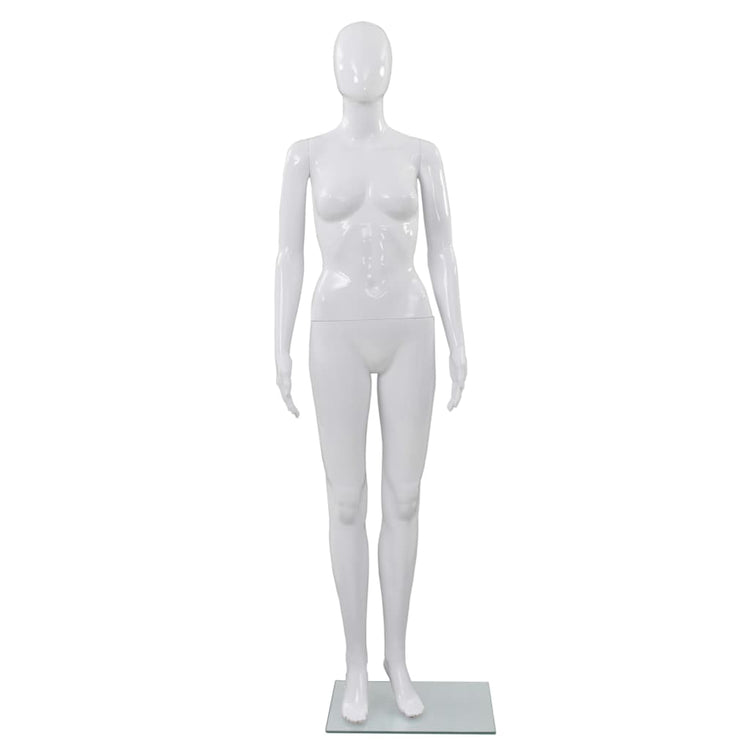 Manichino Donna Figura Intera Base in Vetro 175cm Bianco Lucido 142928