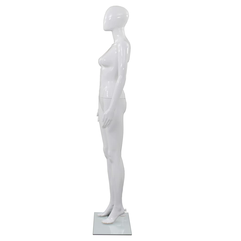 Manichino Donna Figura Intera Base in Vetro 175cm Bianco Lucido 142928