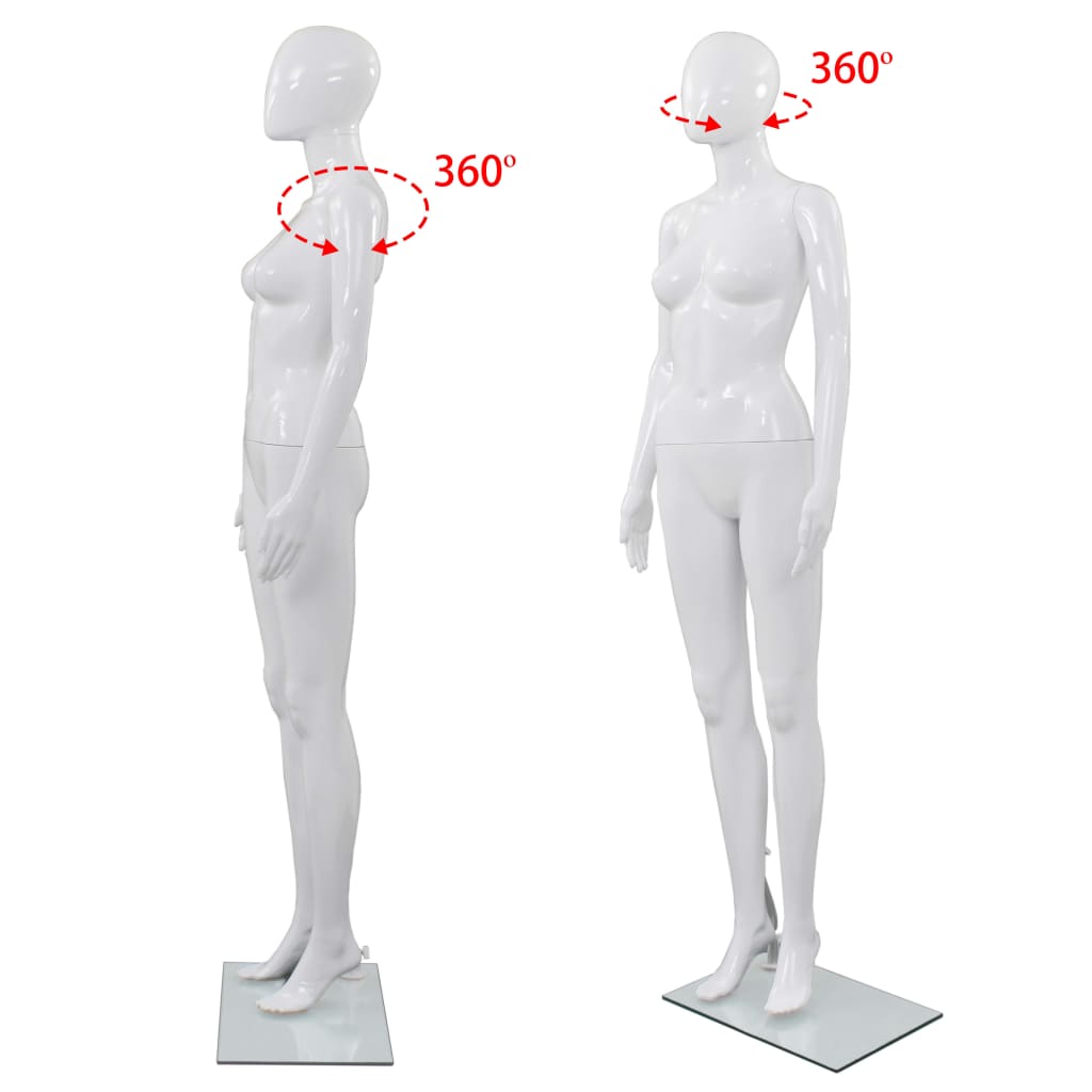 Manichino Donna Figura Intera Base in Vetro 175cm Bianco Lucido 142928