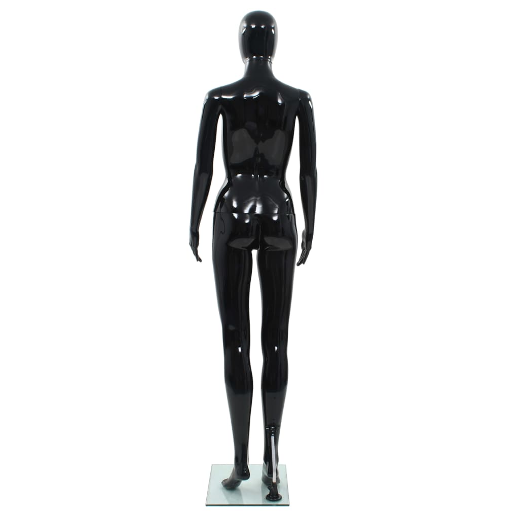 Manichino Donna Figura Intera Base in Vetro 175 cm Nero Lucido