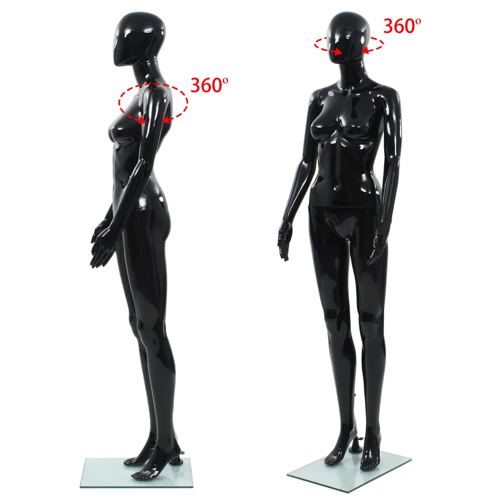 Manichino Donna Figura Intera Base in Vetro 175 cm Nero Lucido  cod mxl 78008