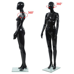 Manichino Donna Figura Intera Base in Vetro 175 cm Nero Lucido  cod mxl 78008