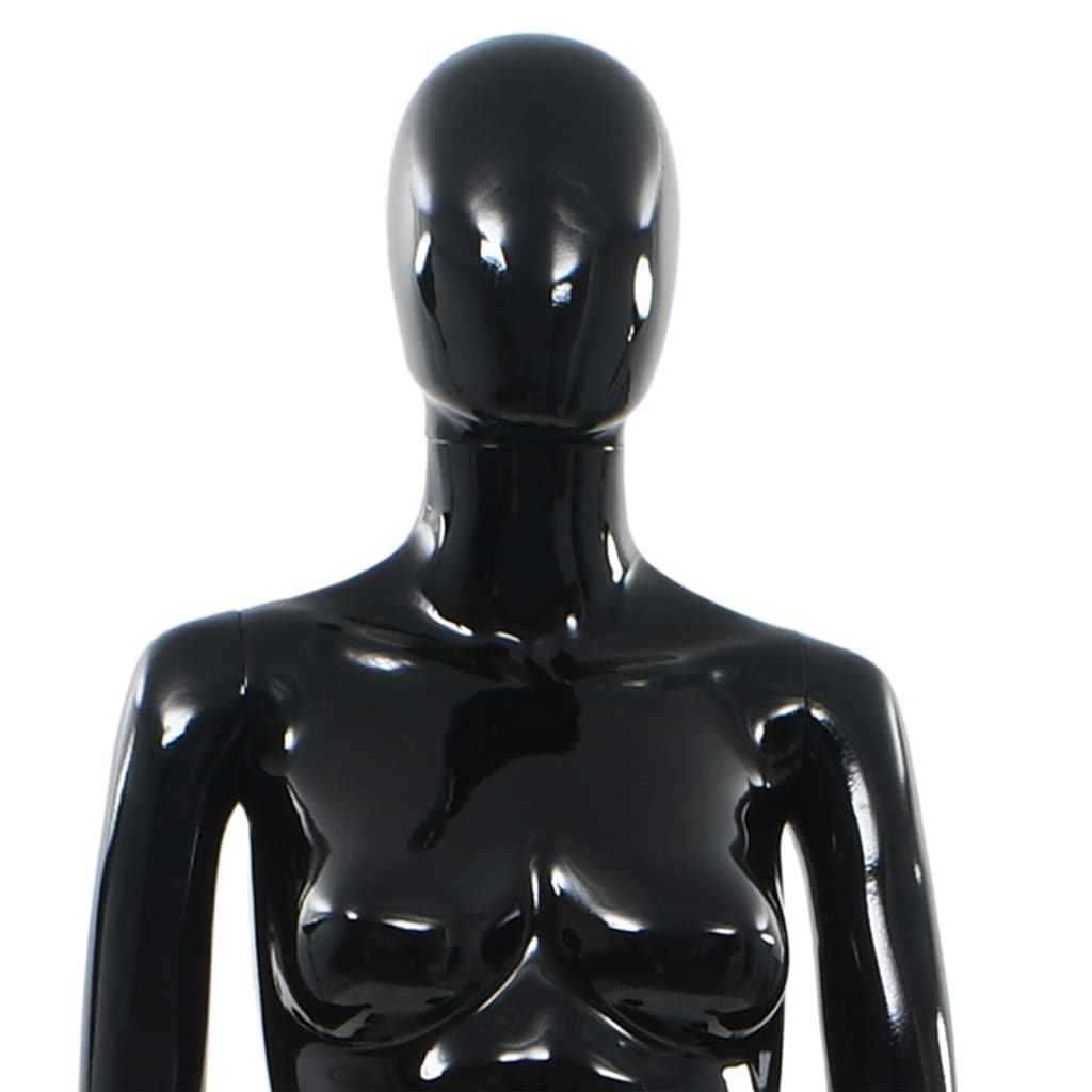 Manichino Donna Figura Intera Base in Vetro 175 cm Nero Lucido