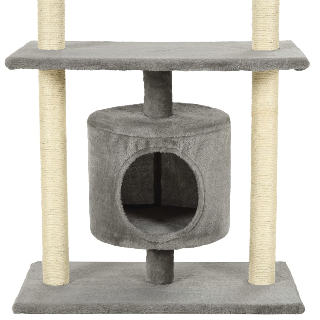 Albero per Gatti con Tiragraffi in Sisal 95 cm Grigio 170512