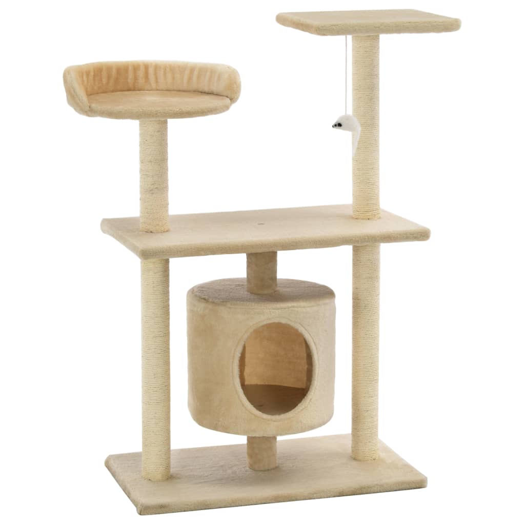 Albero per Gatti con Tiragraffi in Sisal 95 cm Beige cod mxl 25186