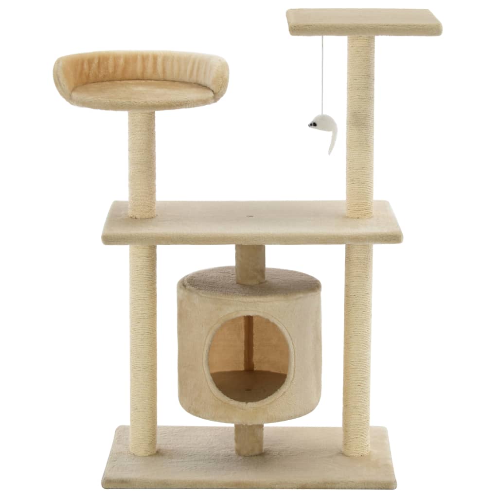 Albero per Gatti con Tiragraffi in Sisal 95 cm Beige cod mxl 25186