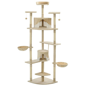 Albero per Gatti e Tiragraffi in Sisal 203 cm Beige e Bianco cod mxl 8046