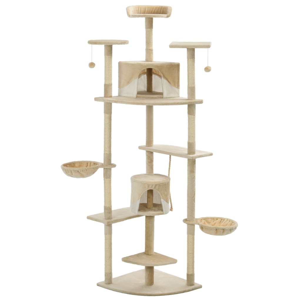 Albero per Gatti e Tiragraffi in Sisal 203 cm Beige e Bianco 170527