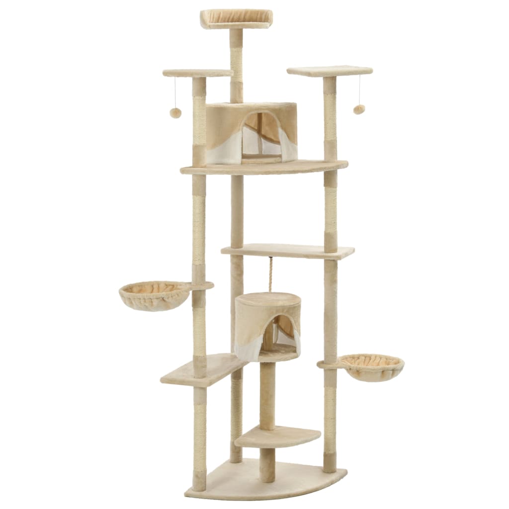 Albero per Gatti e Tiragraffi in Sisal 203 cm Beige e Bianco 170527