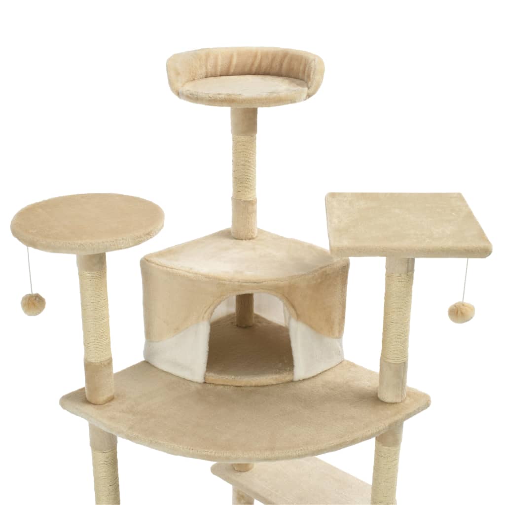 Albero per Gatti e Tiragraffi in Sisal 203 cm Beige e Bianco 170527