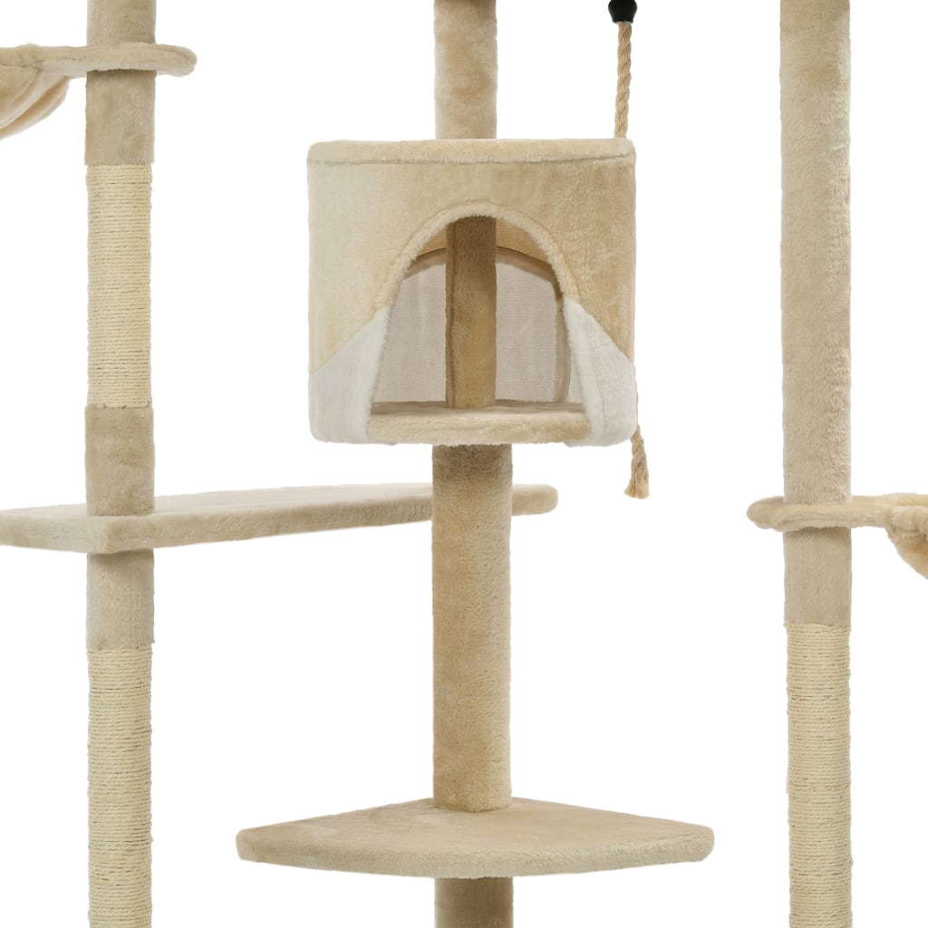 Albero per Gatti e Tiragraffi in Sisal 203 cm Beige e Bianco 170527