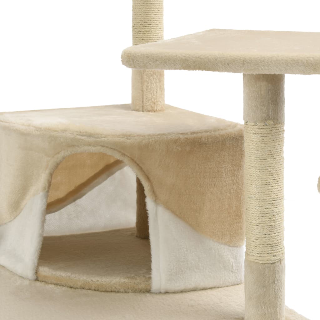 Albero per Gatti e Tiragraffi in Sisal 203 cm Beige e Bianco 170527