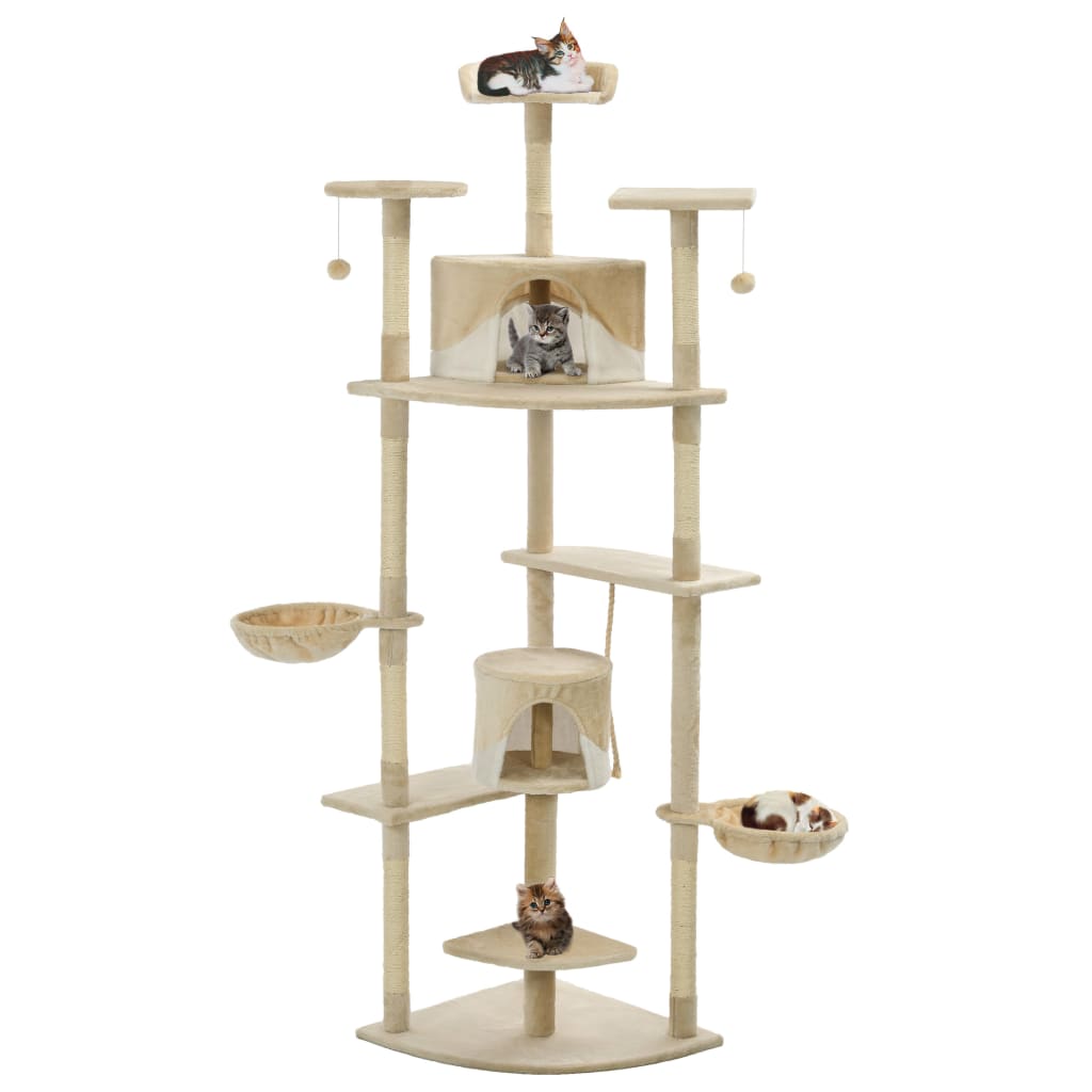 Albero per Gatti e Tiragraffi in Sisal 203 cm Beige e Bianco 170527