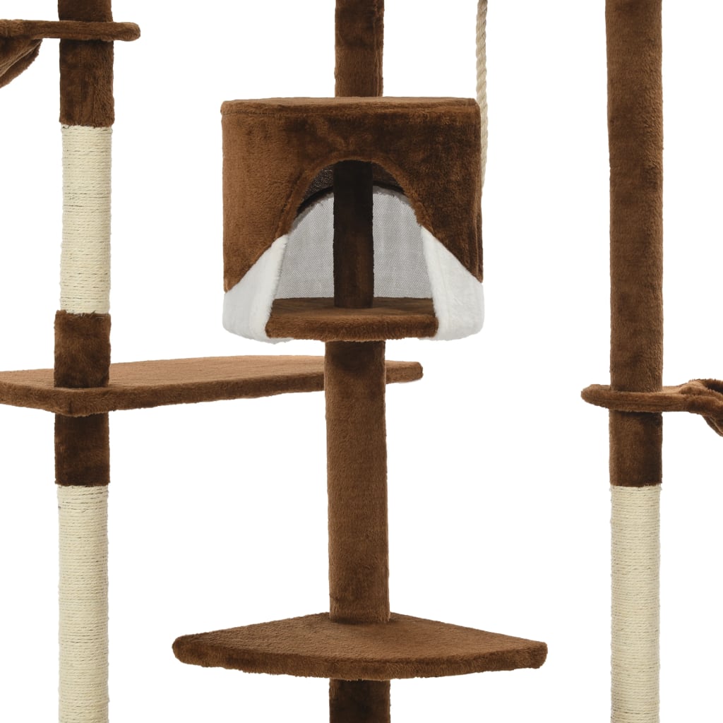 Albero per Gatti con Tiragraffi in Sisal 203cm Marrone e Bianco  cod mxl 10299