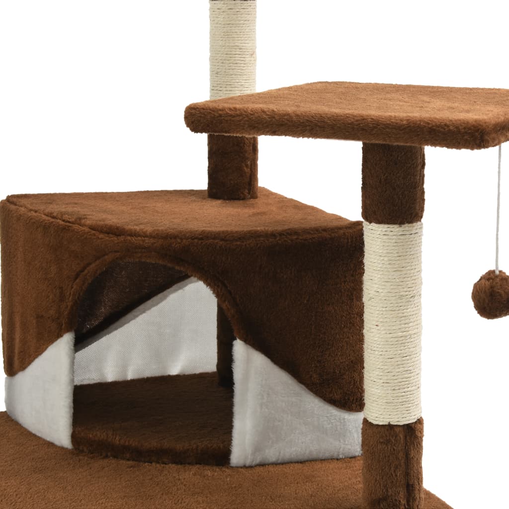 Albero per Gatti con Tiragraffi in Sisal 203cm Marrone e Bianco  cod mxl 10299